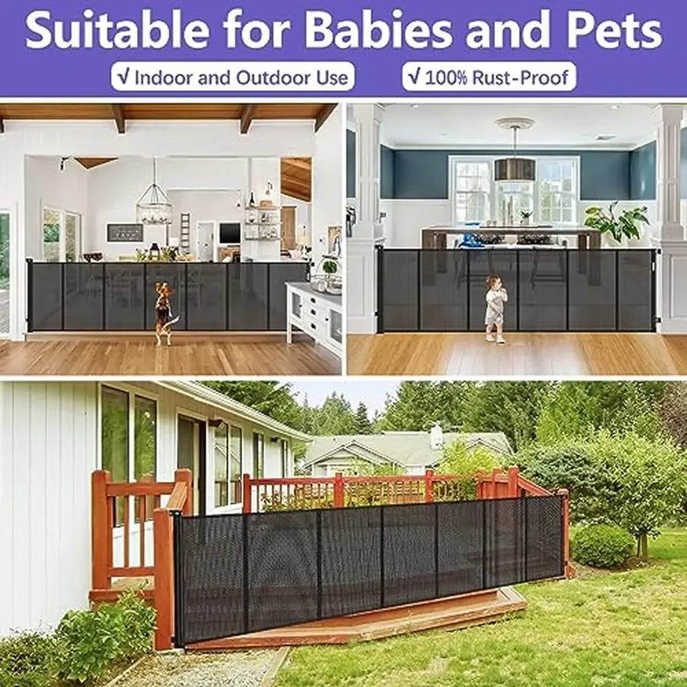 Tall Retractable Dog Gate 155" Extra Wide