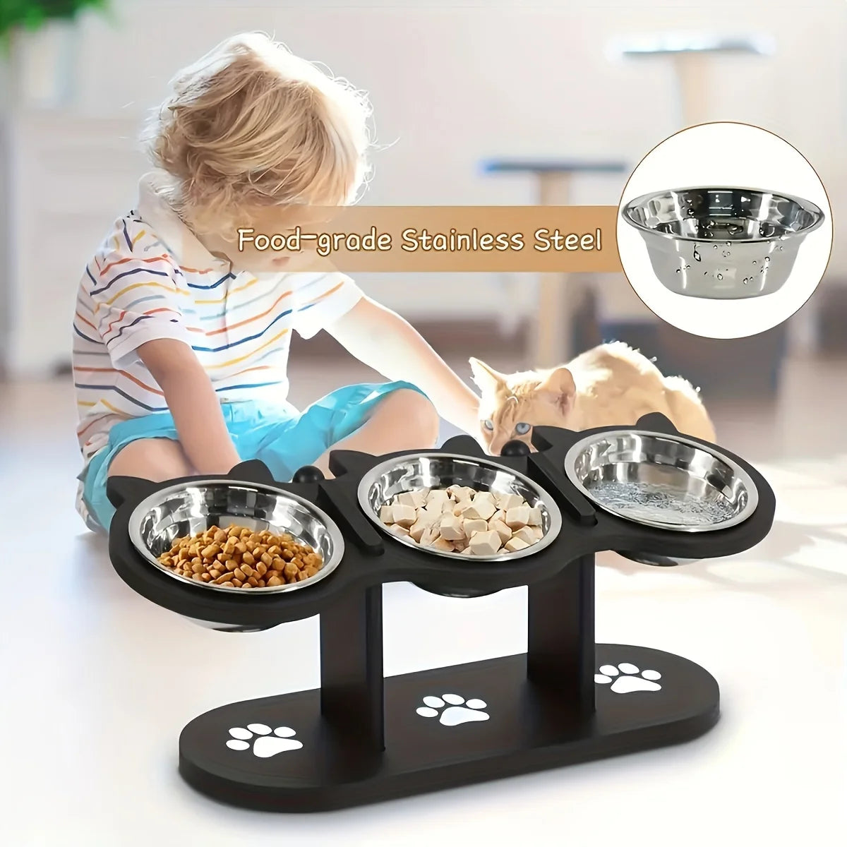 3 Bowls in 1 Feeder Feeding & Watering Supplies