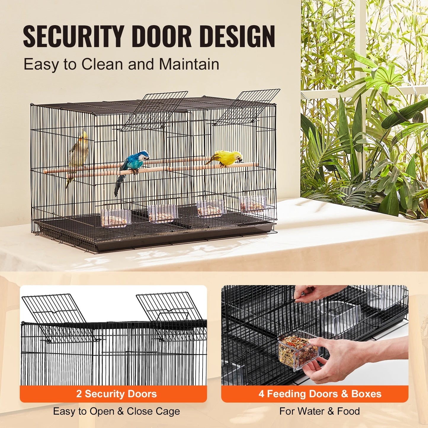 30" Flight Bird Cage with Handle and Perches
