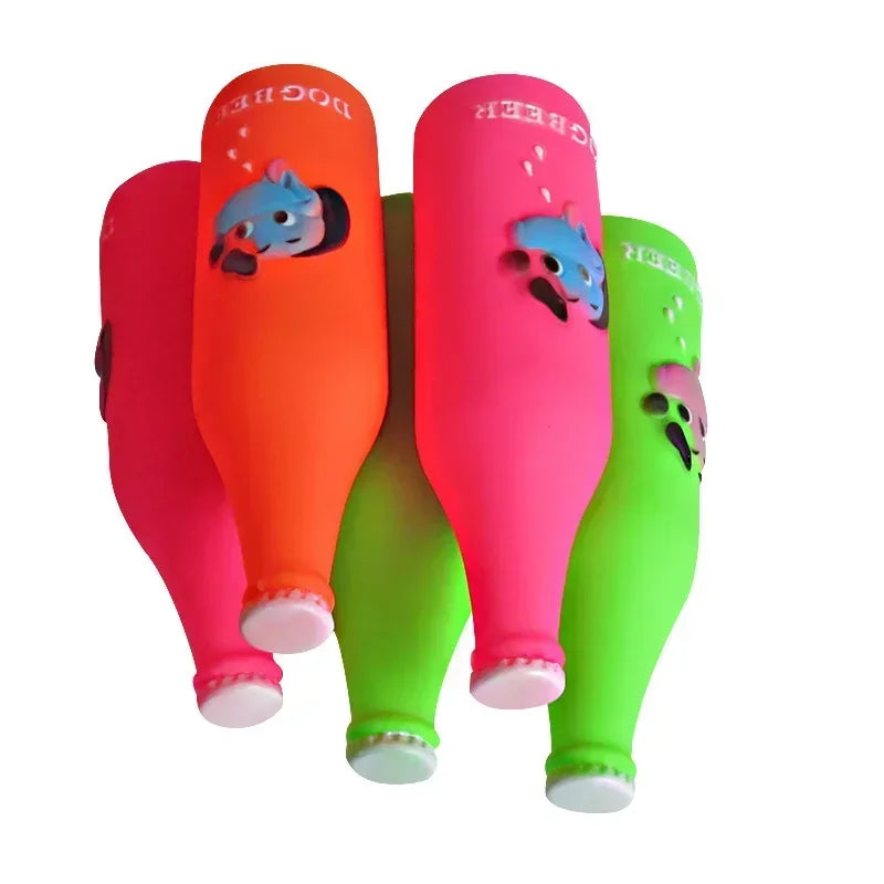 Silicone Beer Bottle Chew Squeaky Toy
