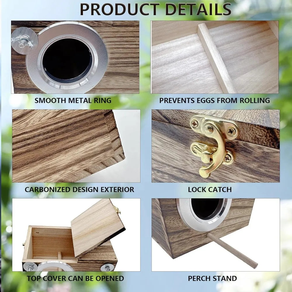 Wood Breeding Box with Coconut Fiber Bedding