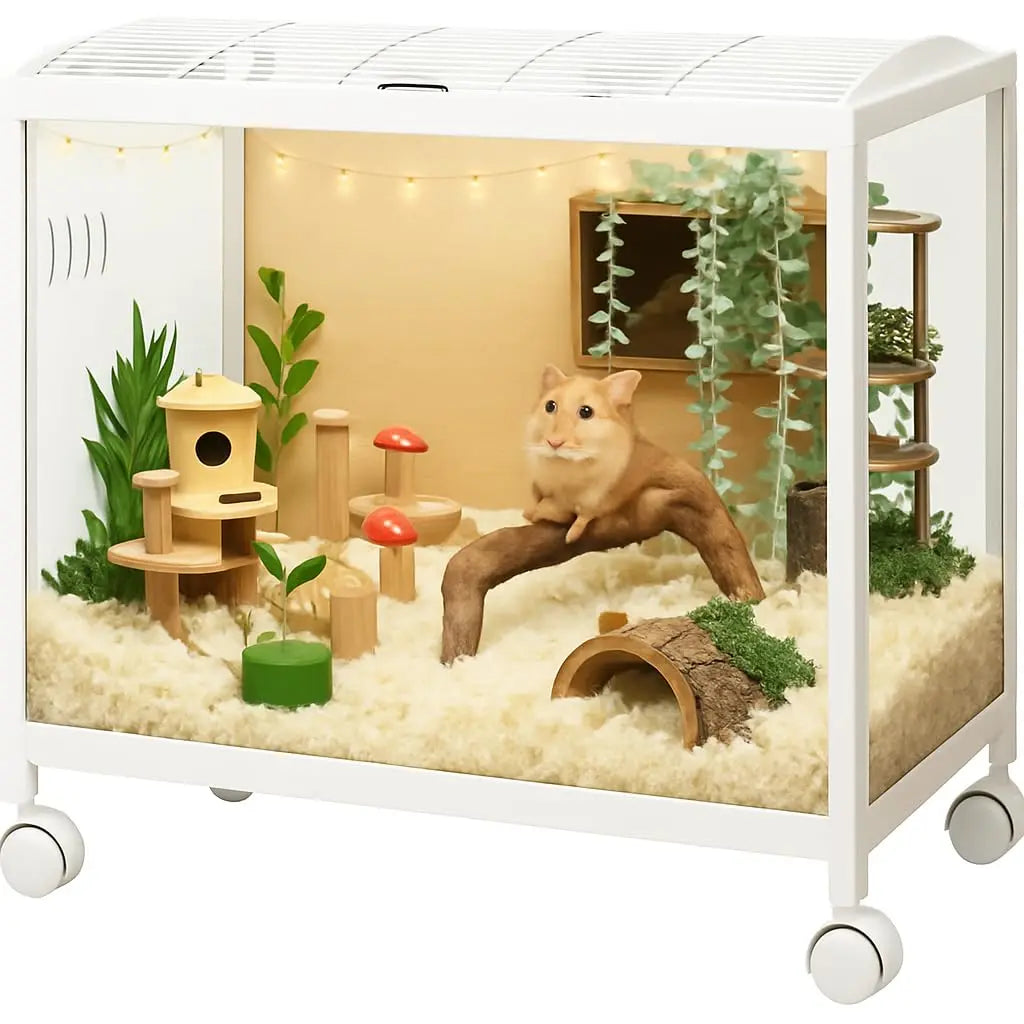 360° Viewing Transparent Hamster Habitats with Universal Wheels
