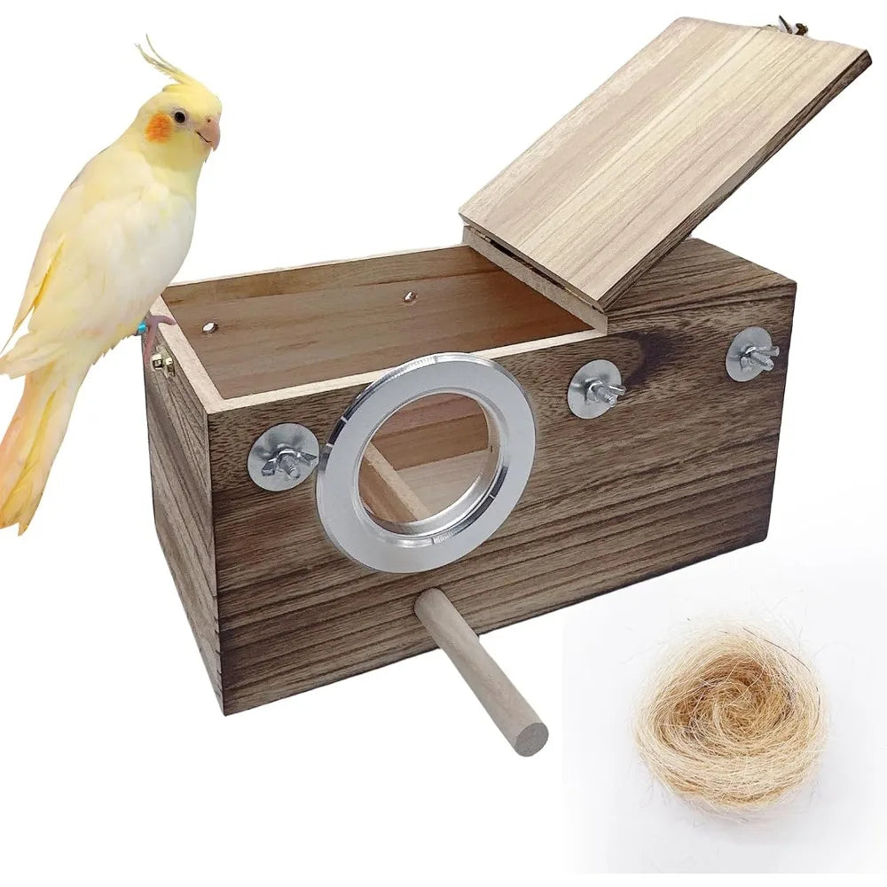 Wood Breeding Box with Coconut Fiber Bedding