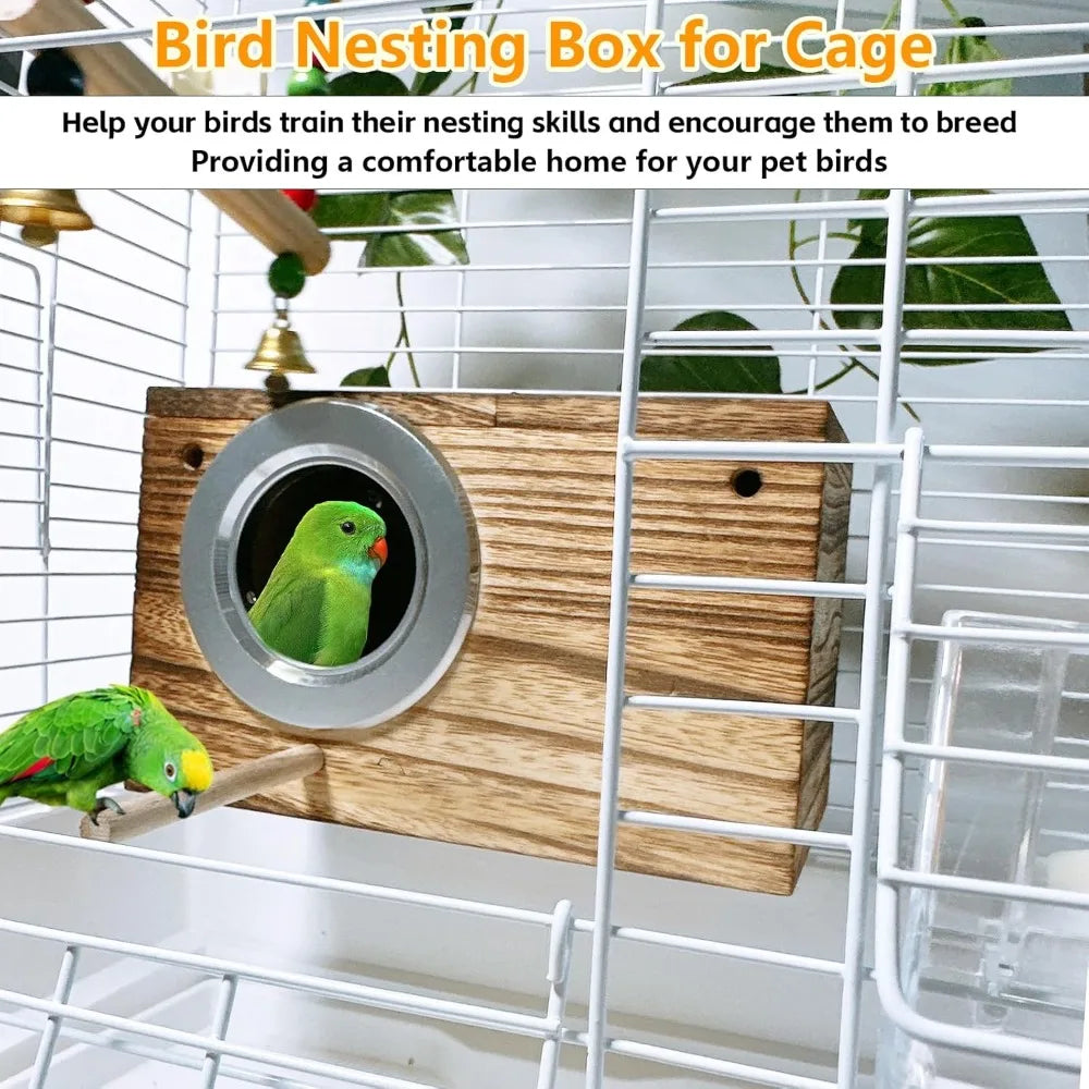 Wood Breeding Box with Coconut Fiber Bedding