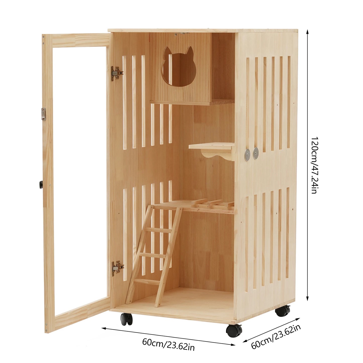 Large Wooden Indoor Catio for Cats