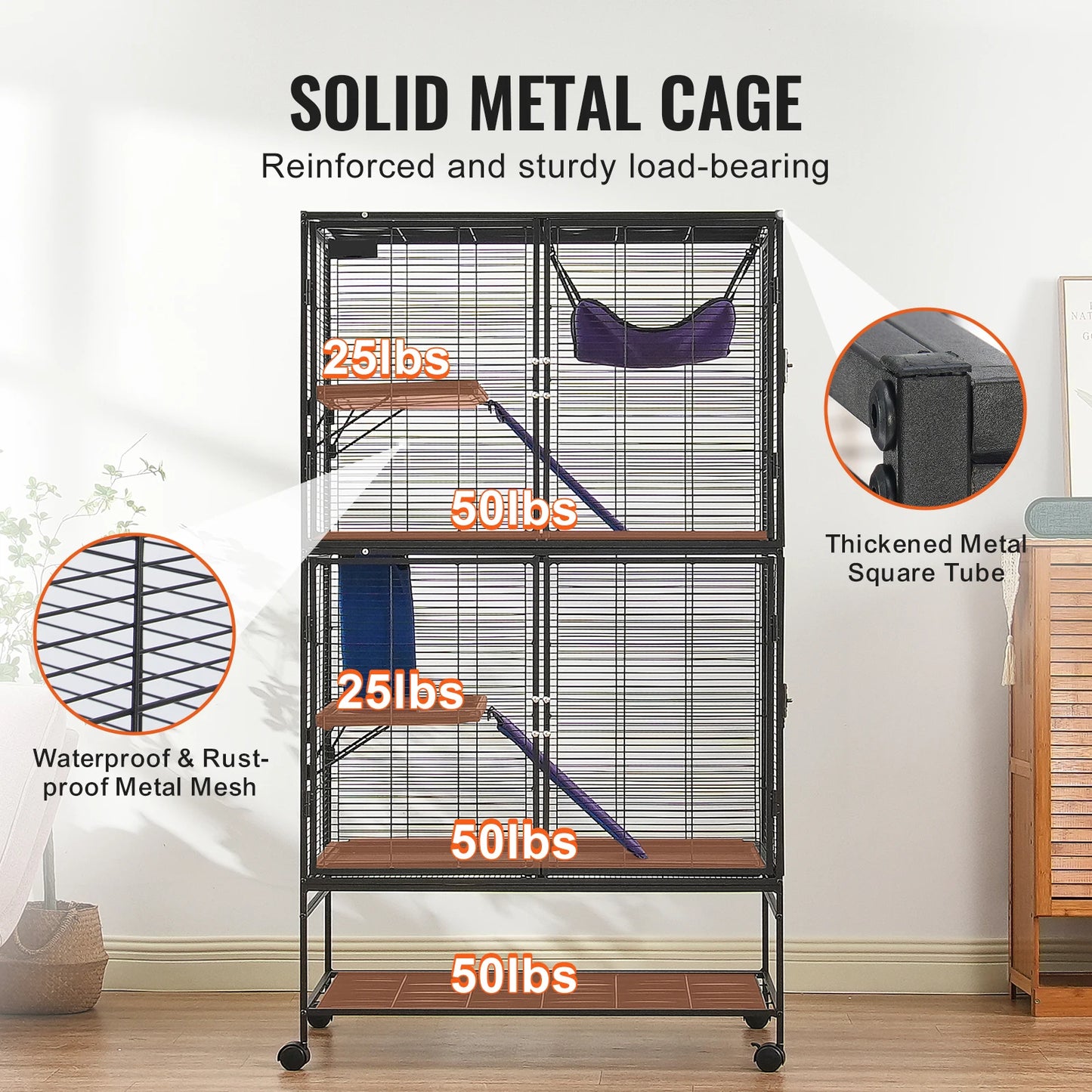 64.6" Rolling Large 4-Tier Critter Nation Cage
