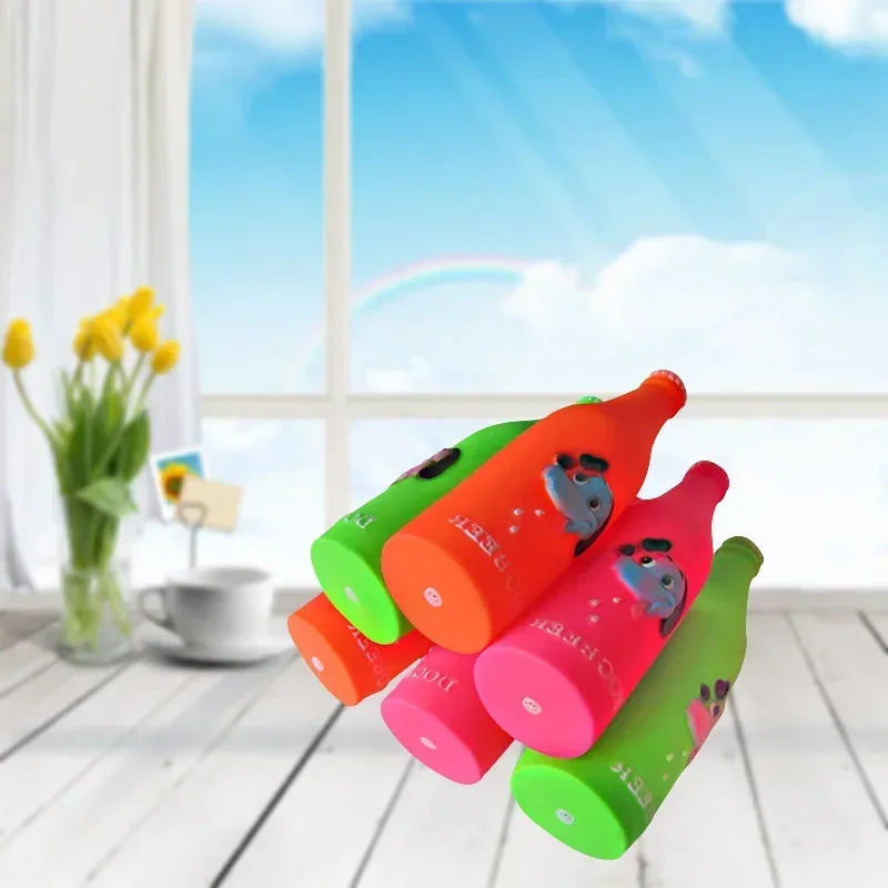 Silicone Beer Bottle Chew Squeaky Toy
