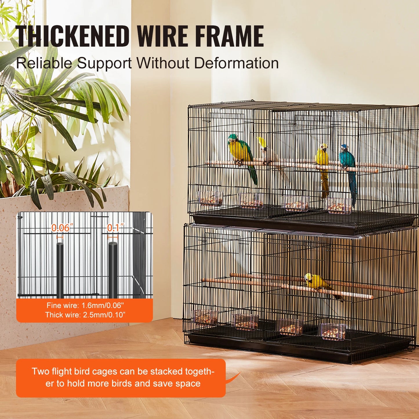 30" Flight Bird Cage with Handle and Perches