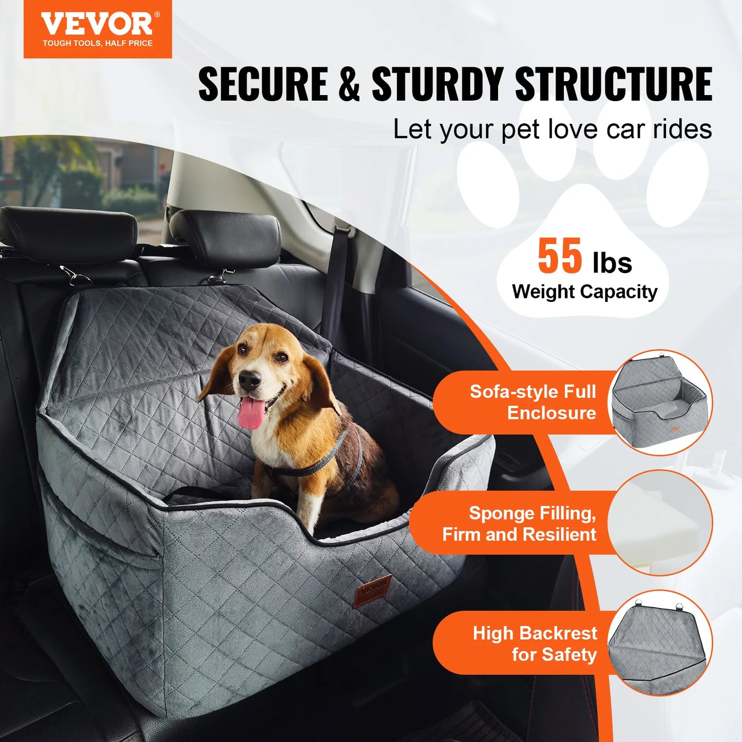 Dog Booster Seat for Car with A Storage Pocket