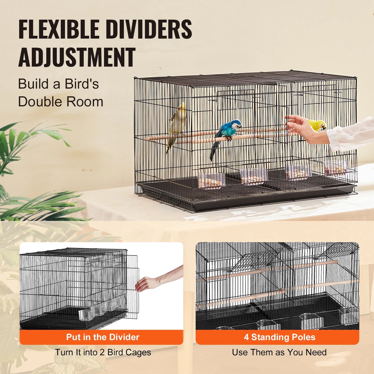 30" Flight Bird Cage with Handle and Perches