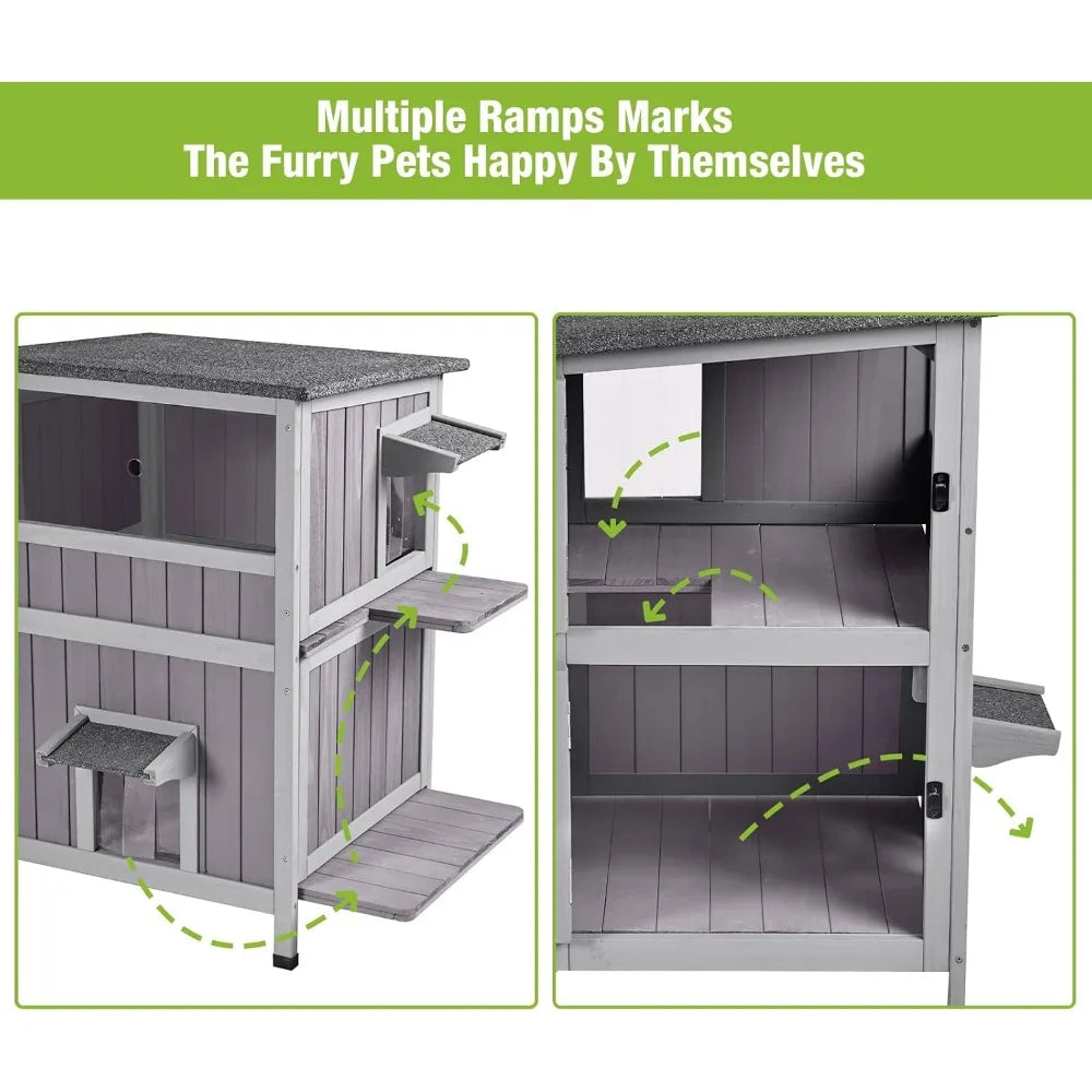 2 Story Cat Catio Enclosure Weatherproof