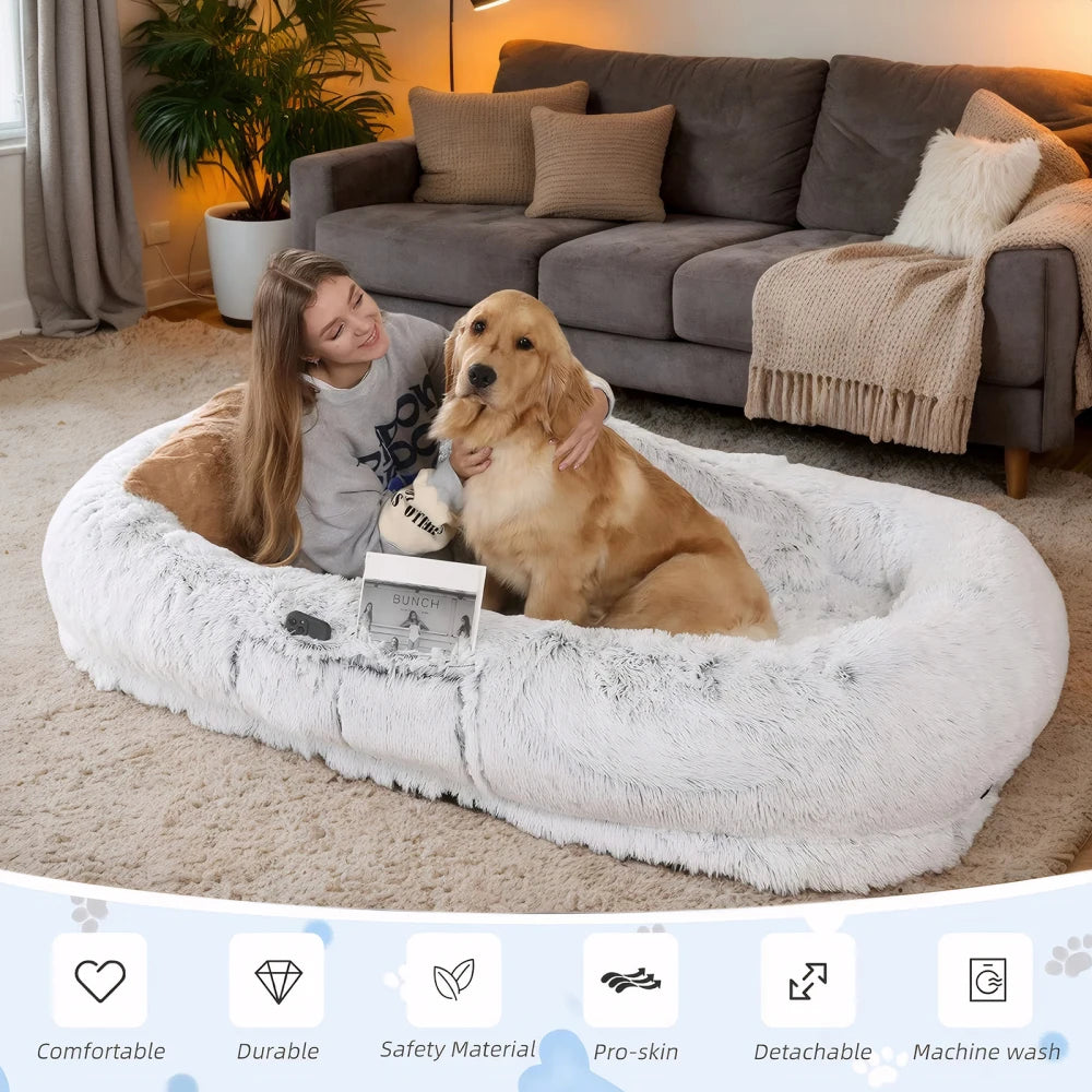 Human Dog Bed Washable Faux Fur