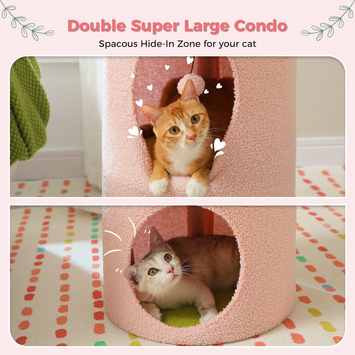2-Story Large Cat House with Removable Flower Cat Bed