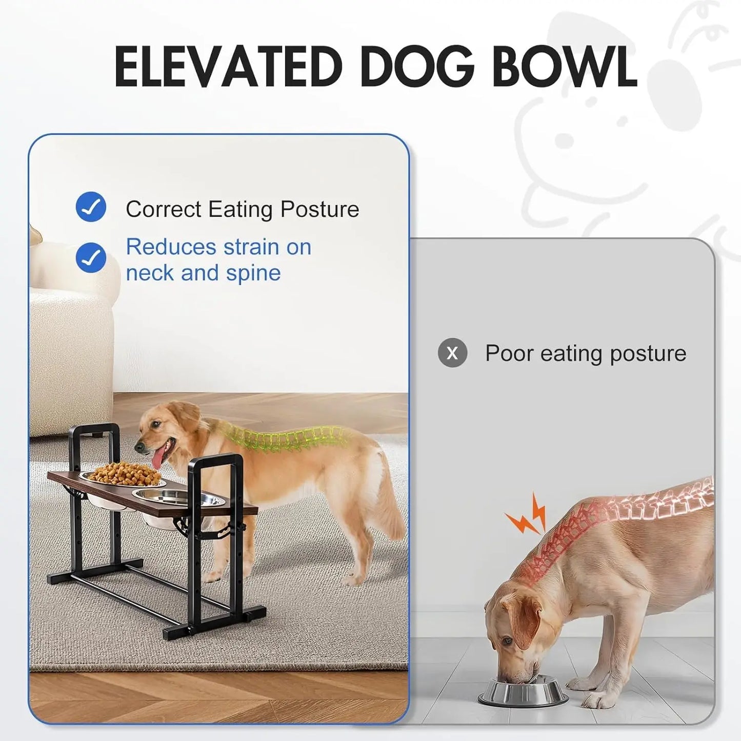 Raised Dog Stainless Steel Bowls