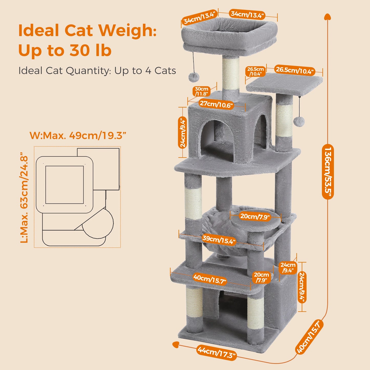 6-levels Safe and Stable Cat Tree