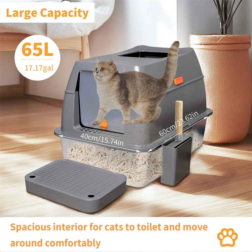 XXL Stainless Steel Cat Litter Box Enclosed