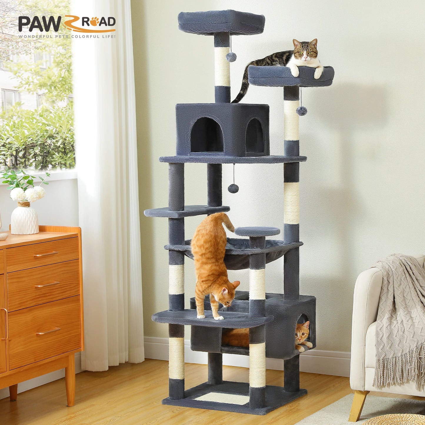 72" Large Cat Tree and Tower for Indoor Cats