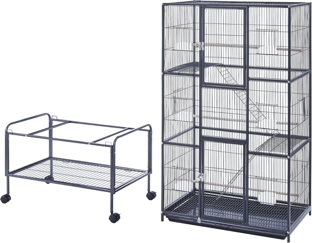 69" Large Metal Bird Cage With Rolling Stand