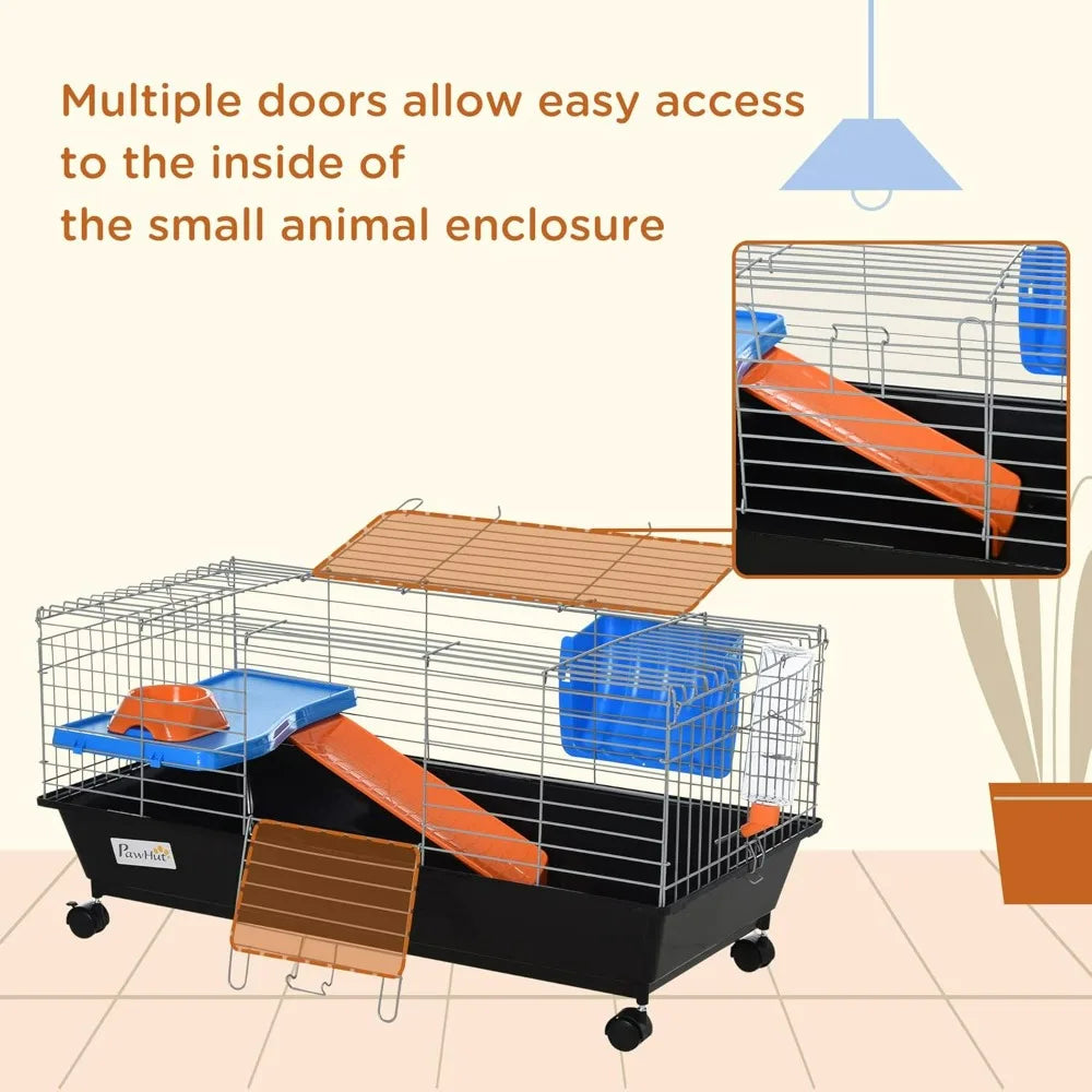 35" L Small Animal Cage, Rolling