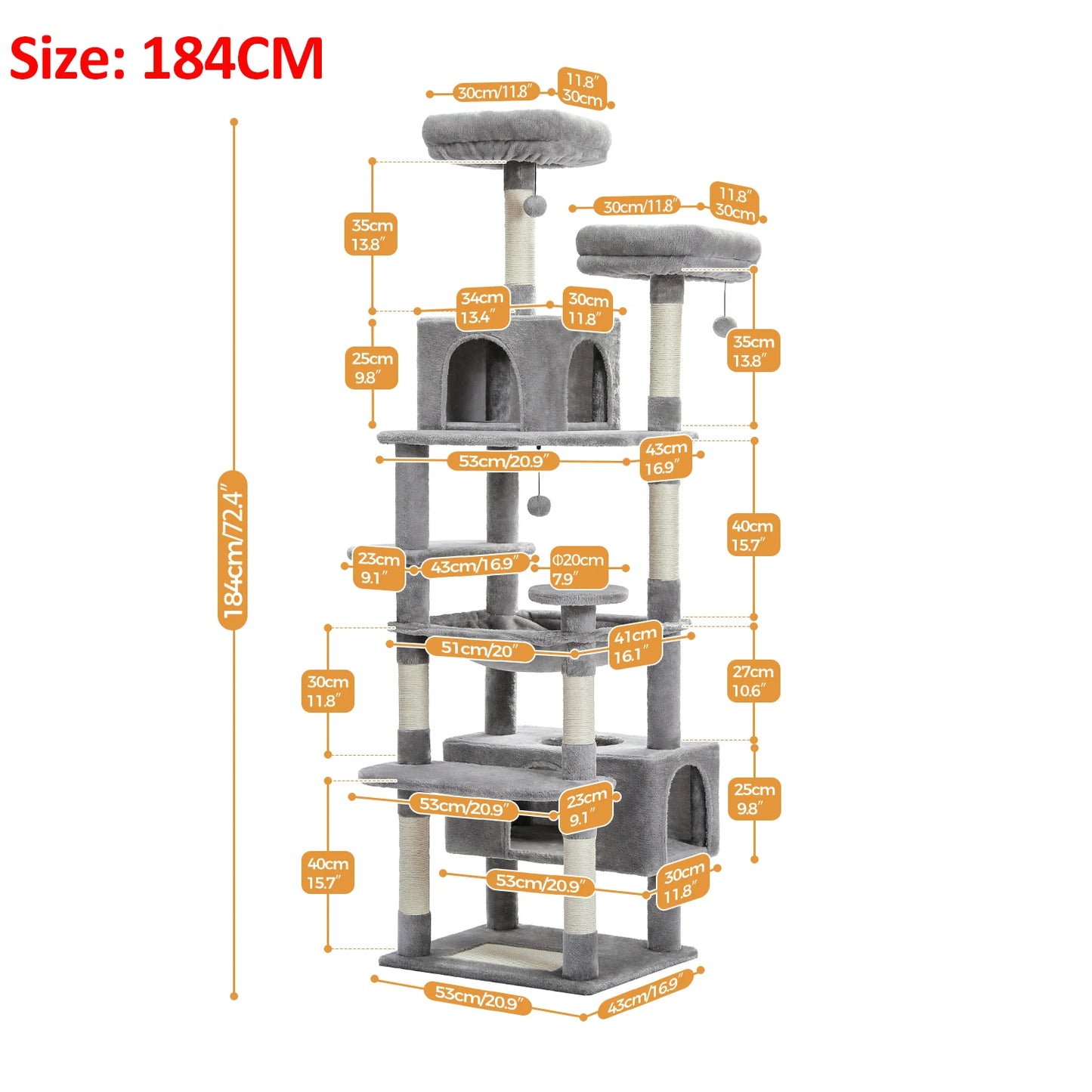 72" Large Cat Tree and Tower for Indoor Cats