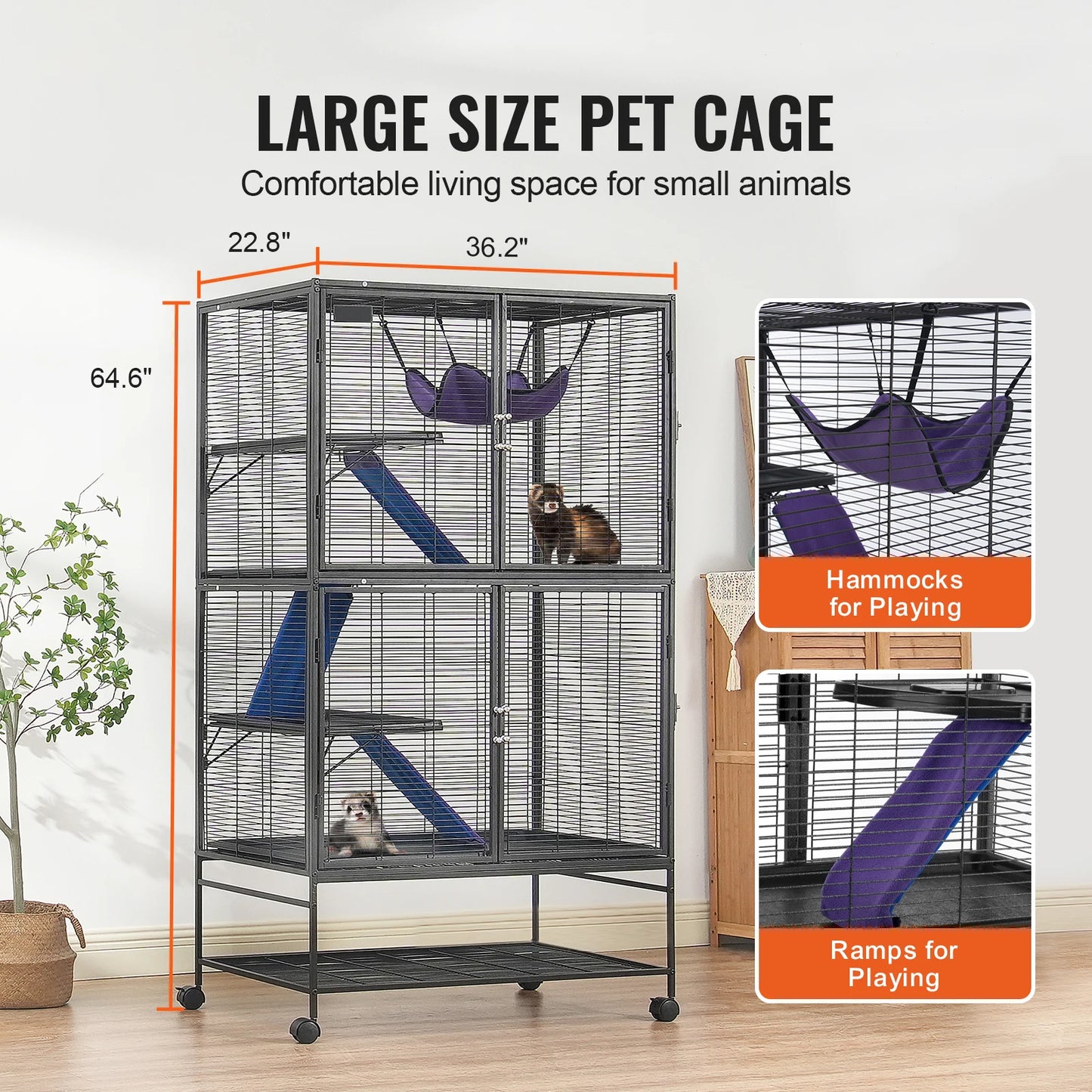 64.6" Rolling Large 4-Tier Critter Nation Cage