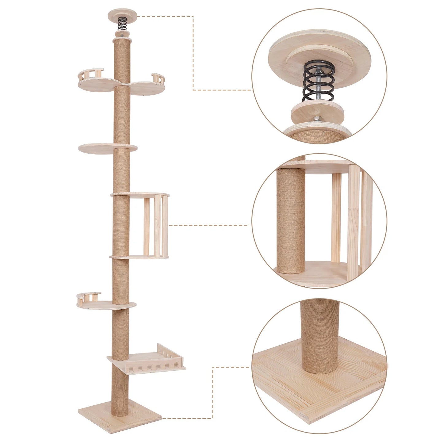 5 Layer Cat Climbing Frame Cat Tower Floor To Ceiling