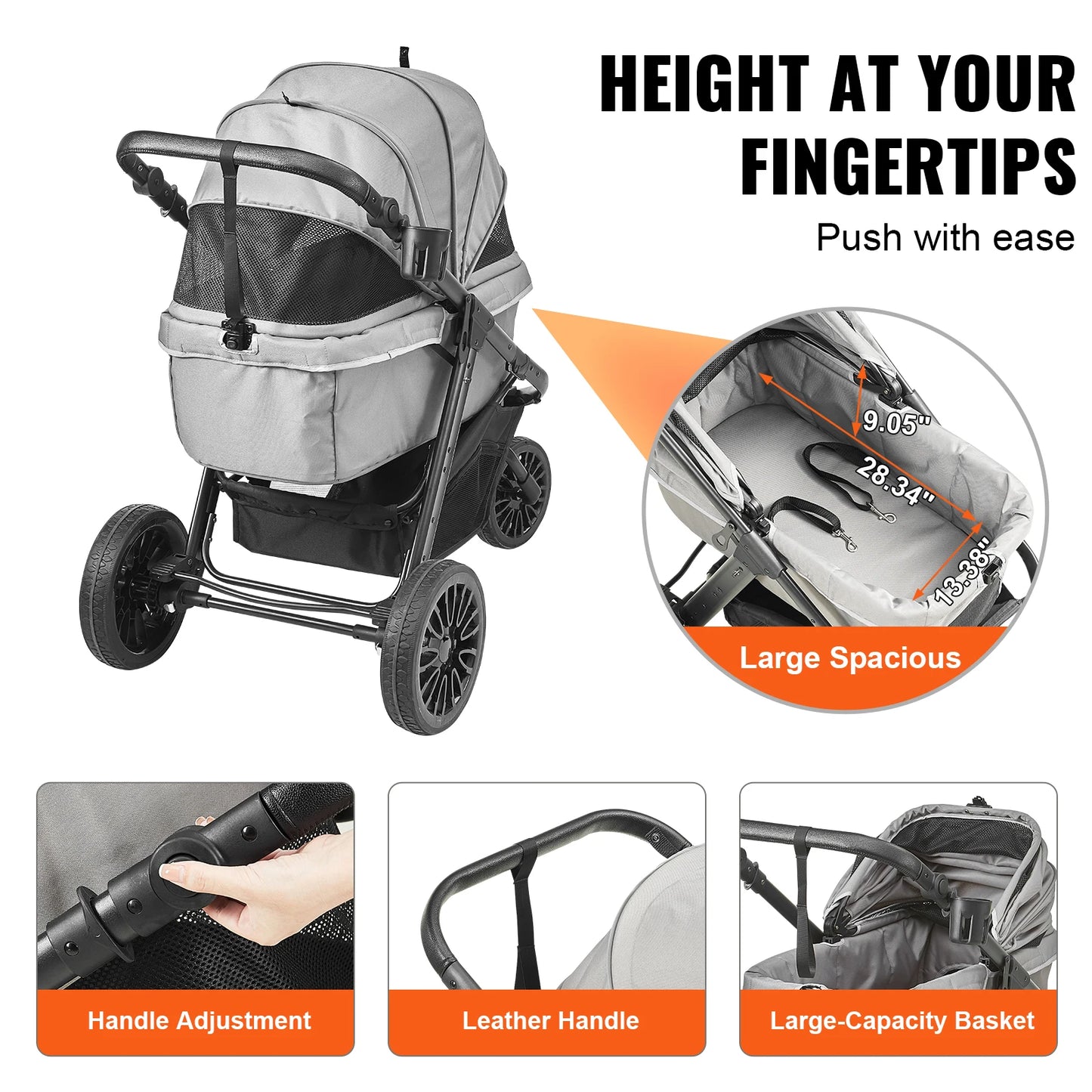 Pet Lightweight Stroller with Brakes