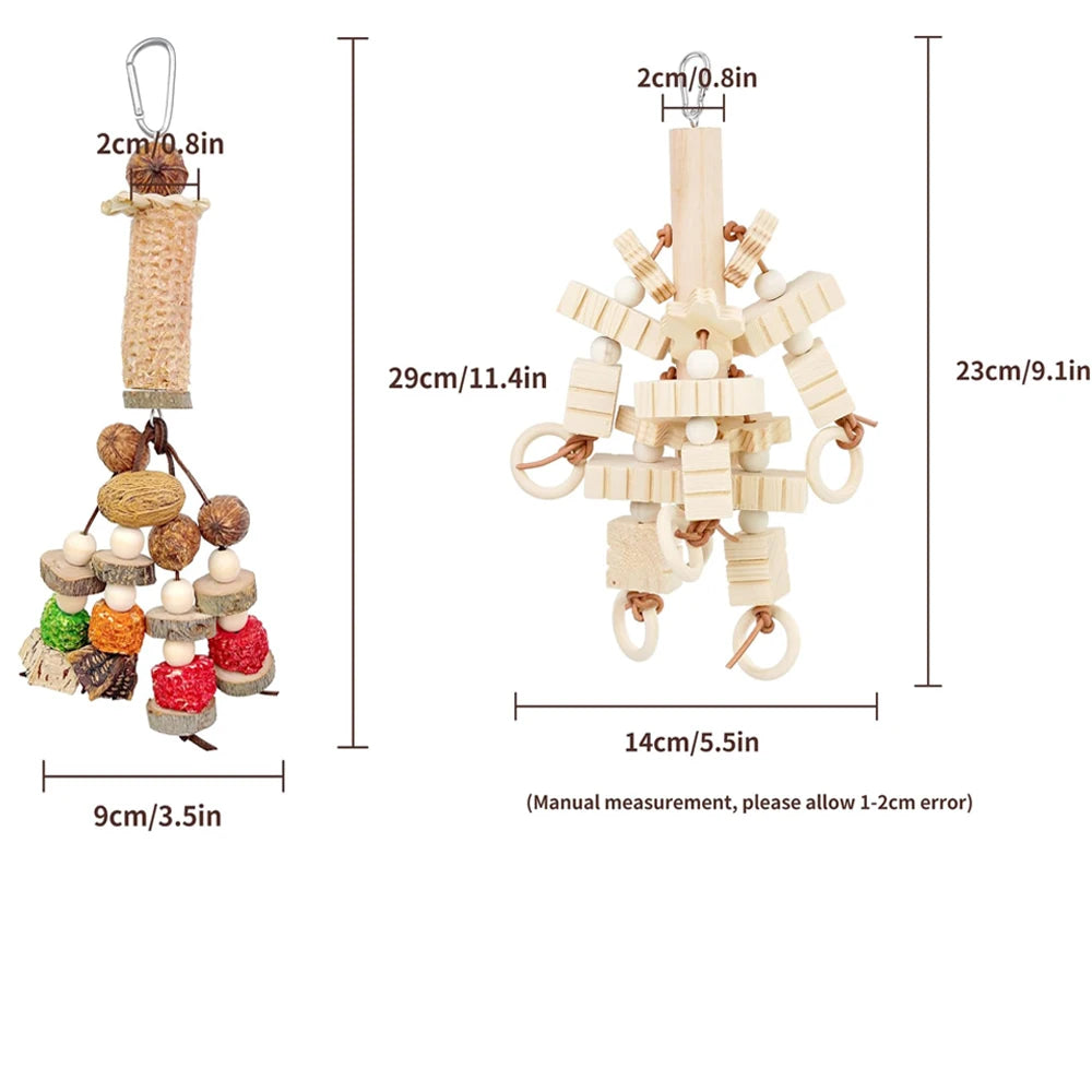 2 PCS Natural Wooden Block Bird Toys