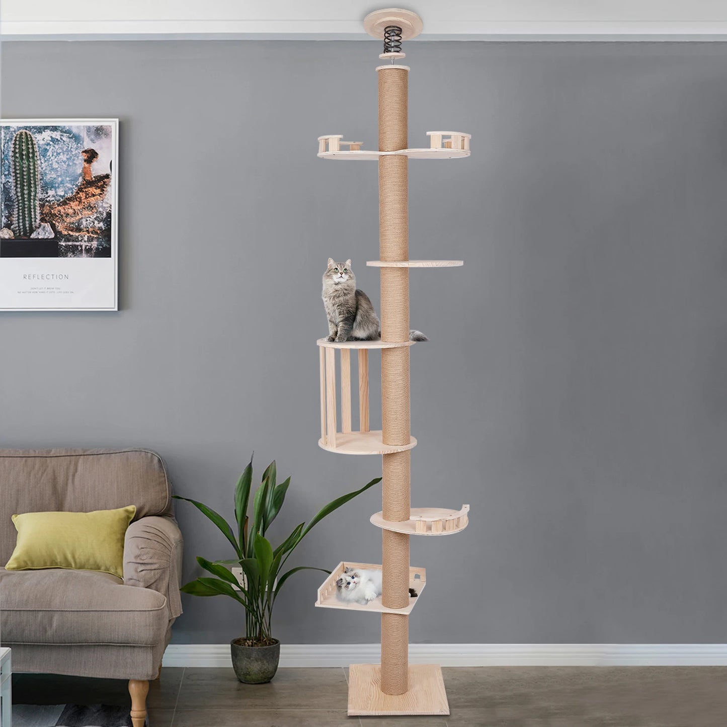 5 Layer Cat Climbing Frame Cat Tower Floor To Ceiling