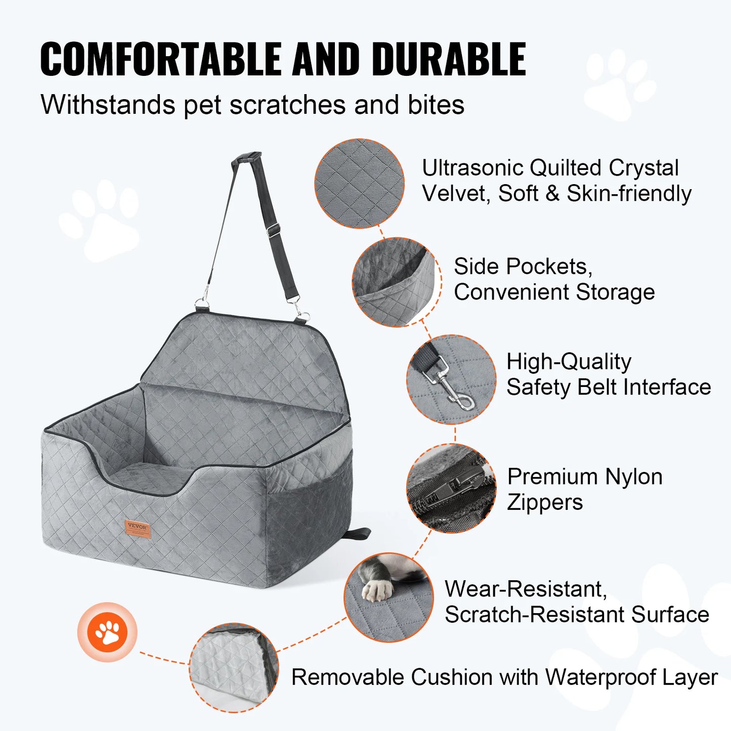 Dog Booster Seat for Car with A Storage Pocket