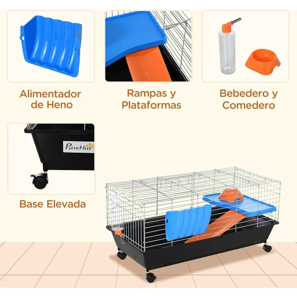 35" L Small Animal Cage, Rolling
