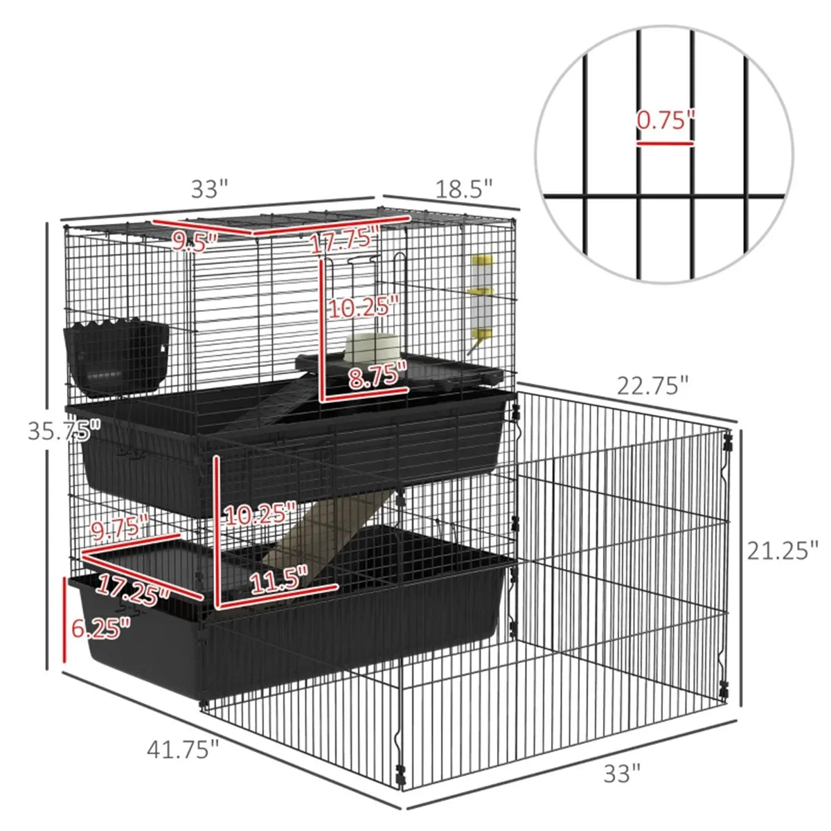 Small Animal Cage for Rabbits Guinea Pigs Ferrets & More