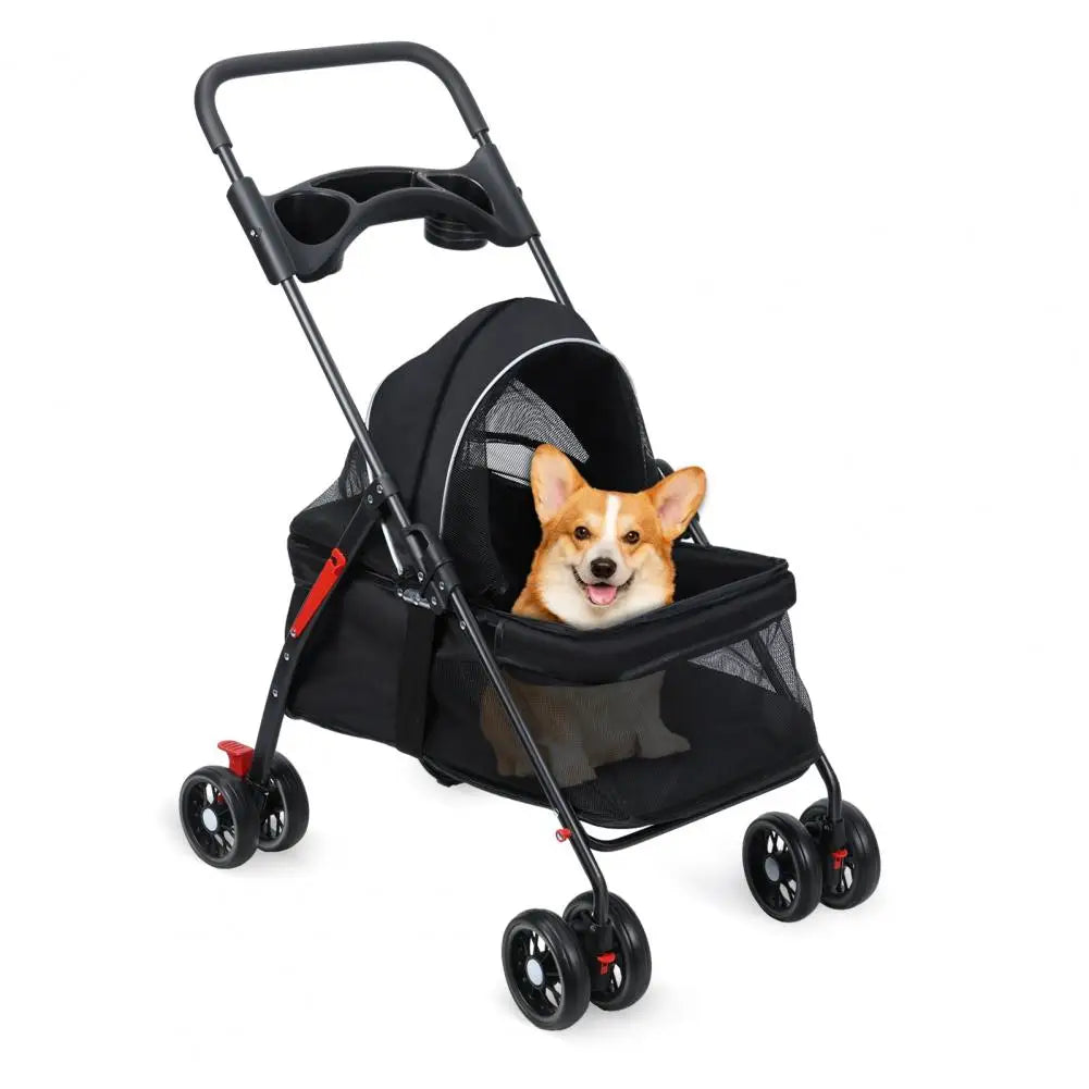 Outdoor Travel Pet Folding Cart with Cup Holder Carriers
