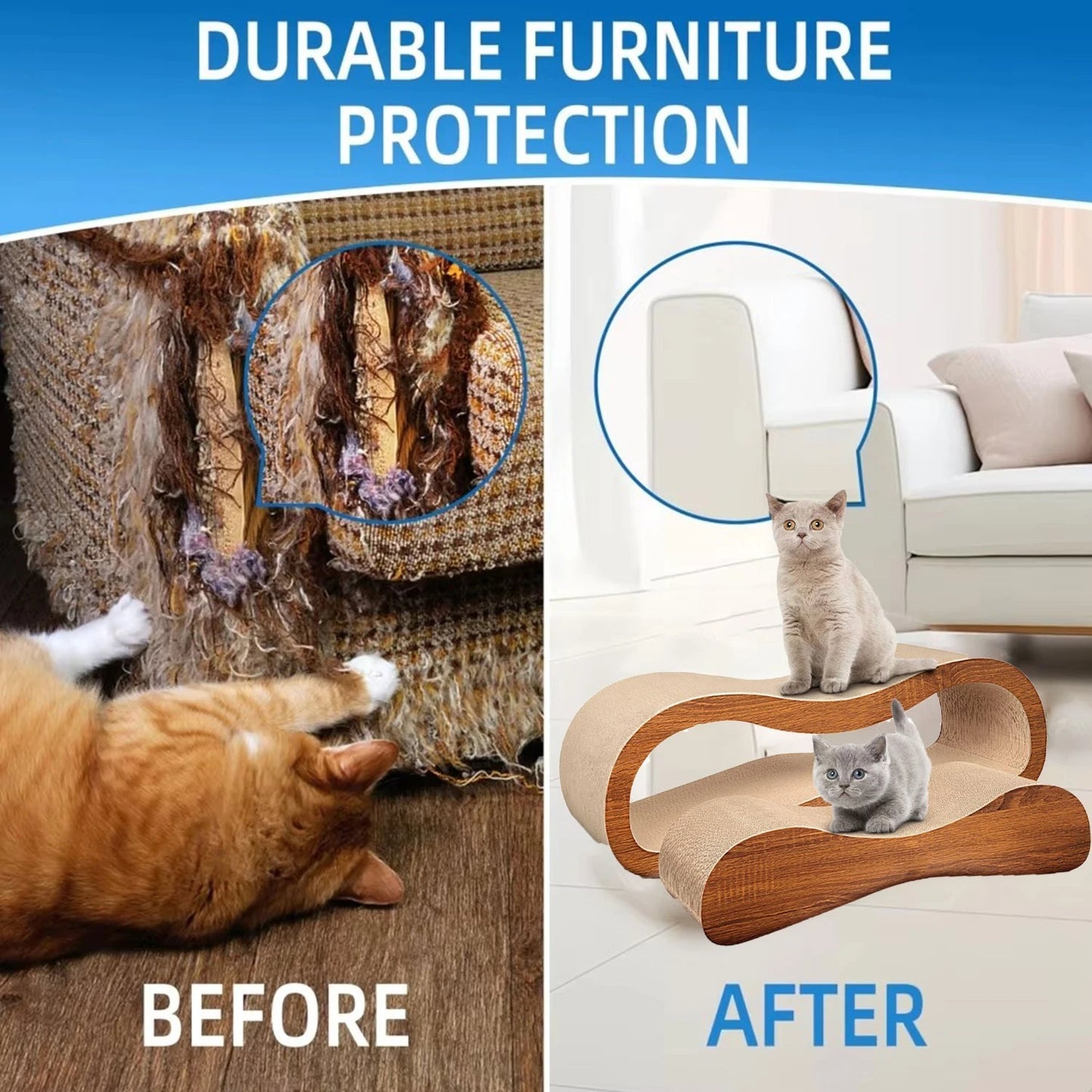 2 in 1 Cat Scratcher Cardboard Lounge Bed