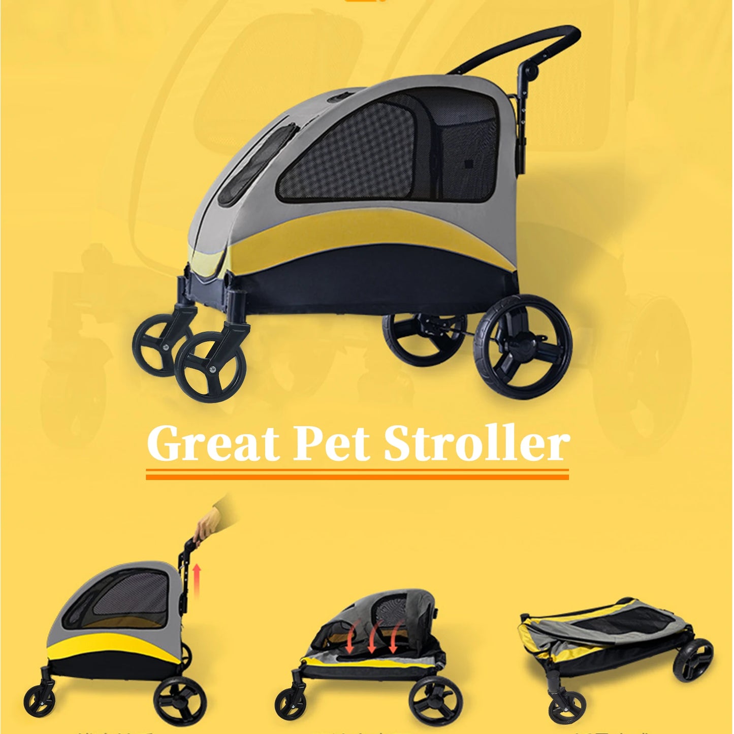 Portable Dog Stroller for Large Dogs Foldable