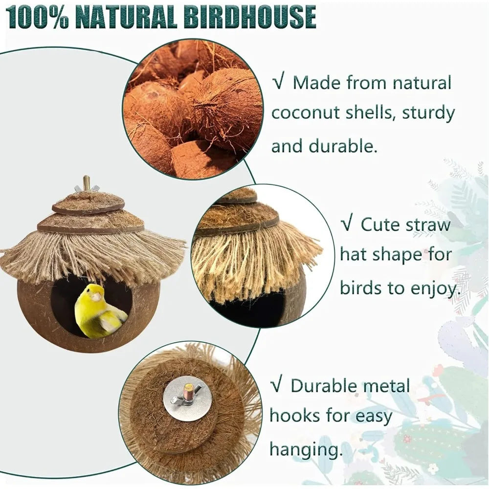 Natural Coconut Fiber Hanging Birdhouse