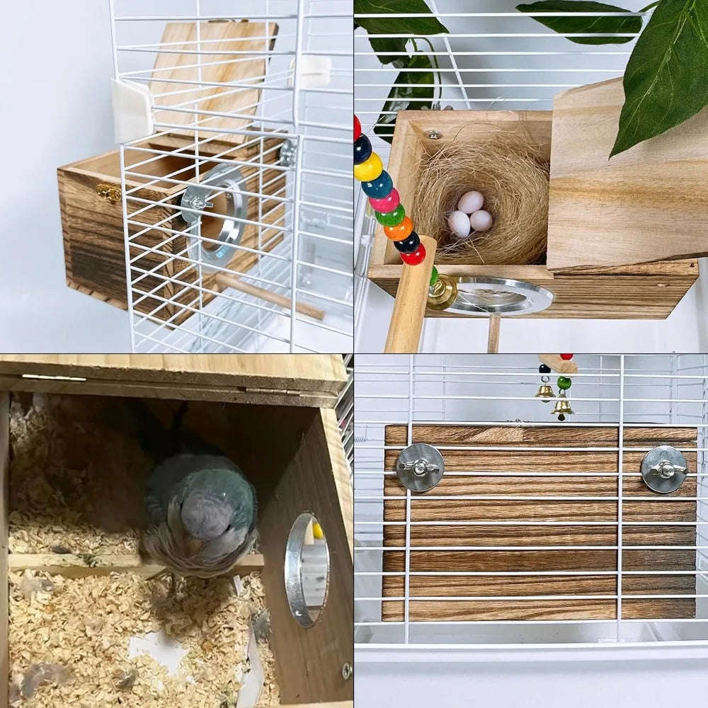 Wood Breeding Box with Coconut Fiber Bedding