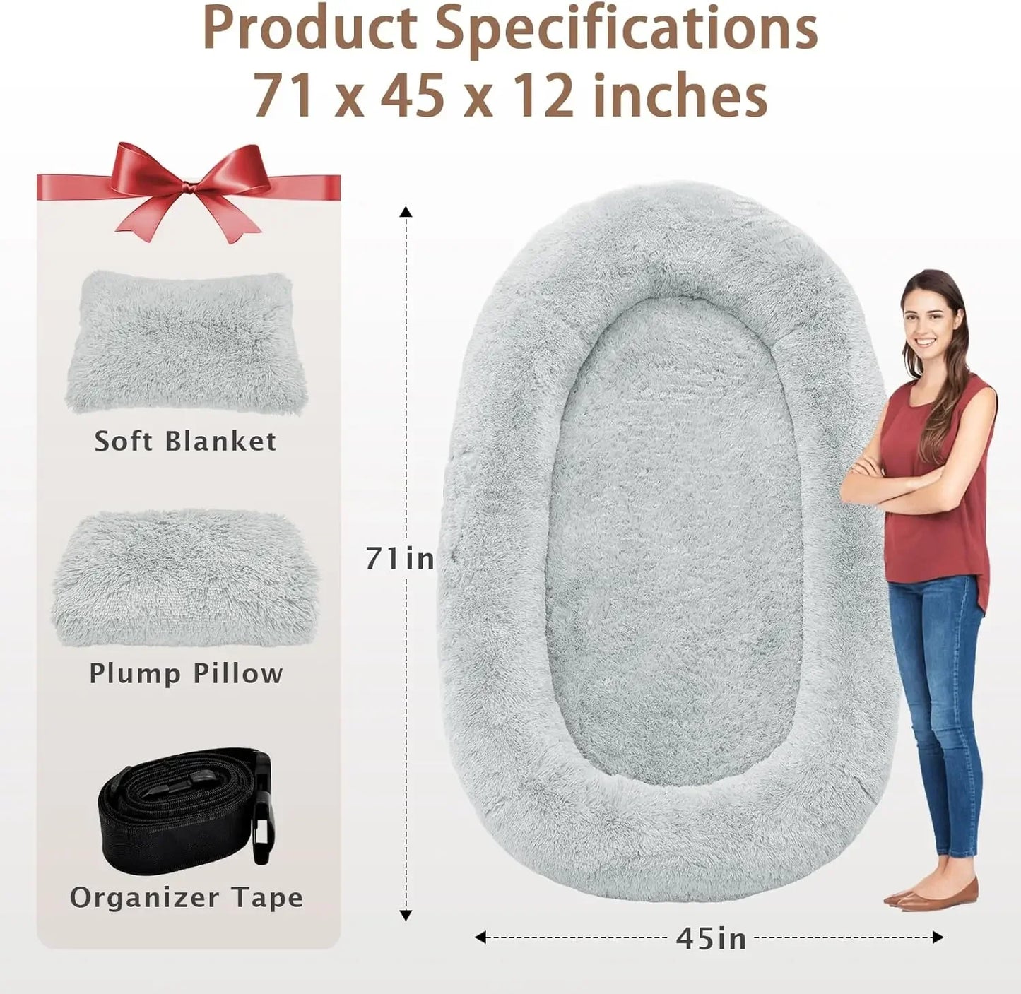 Human Dog Bed, 71''x45''x12''Size
