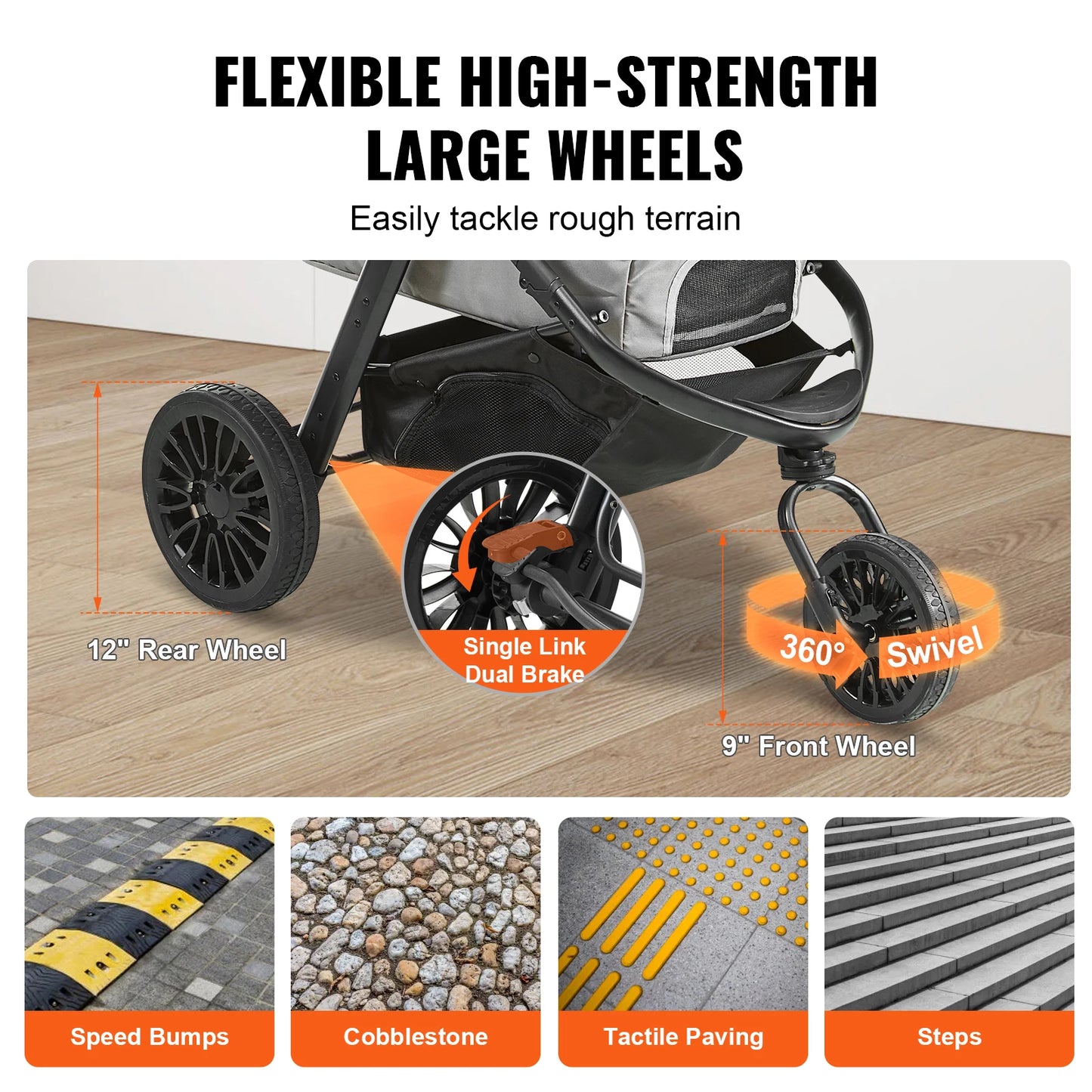 Pet Lightweight Stroller with Brakes