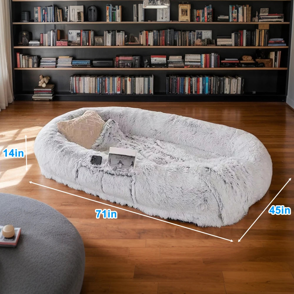 Human Dog Bed Washable Faux Fur