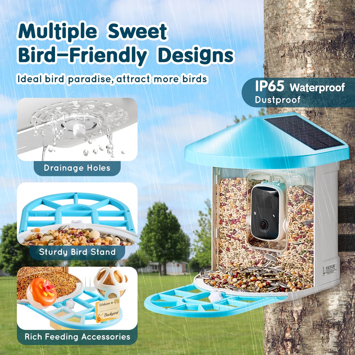 Smart Bird Feeder with Camera 2KHD