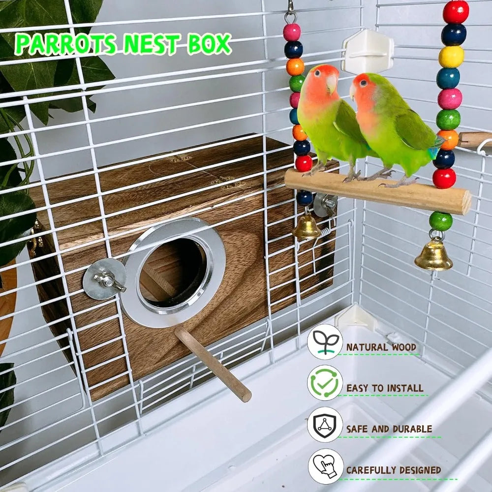 Wood Breeding Box with Coconut Fiber Bedding
