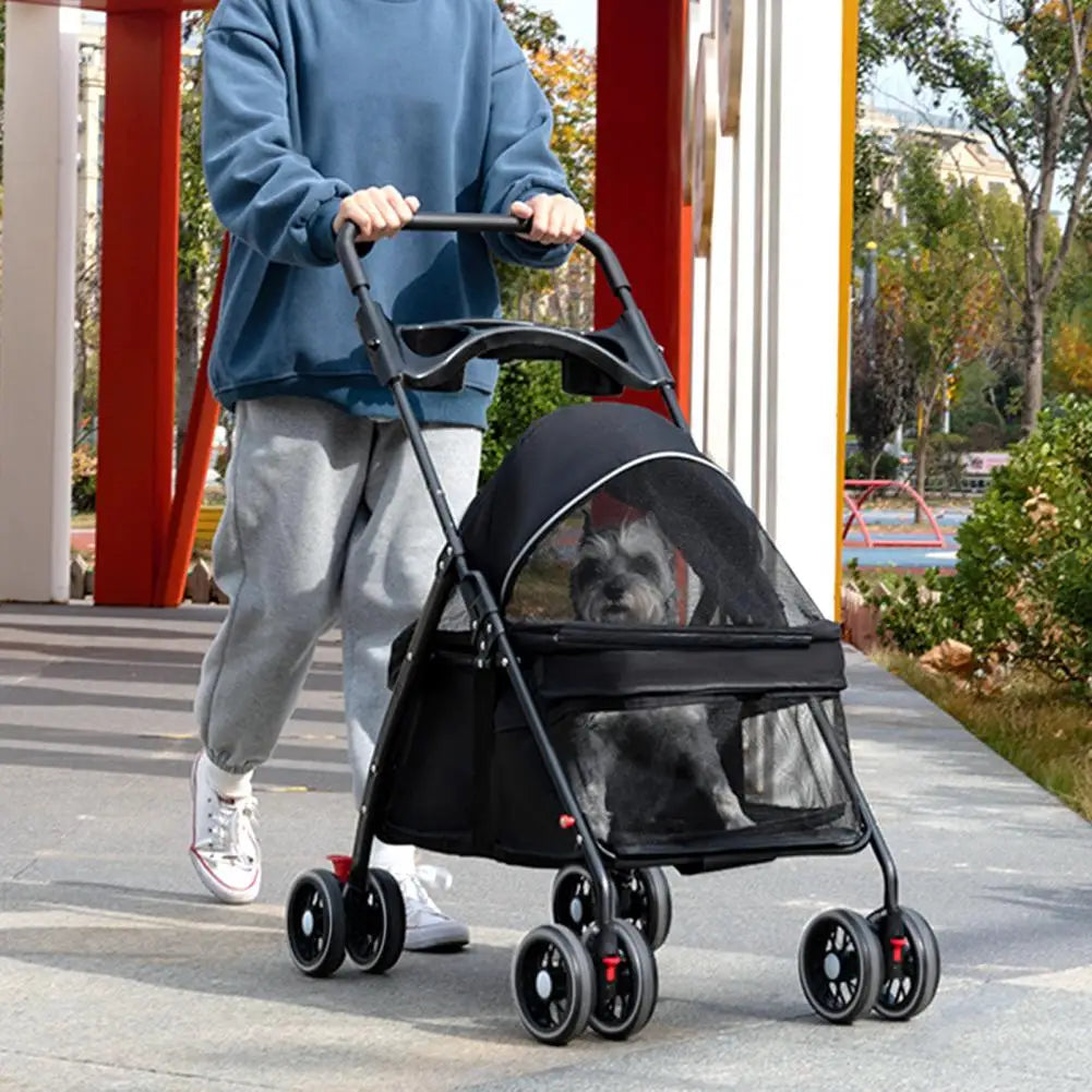 Outdoor Travel Pet Folding Cart with Cup Holder Carriers