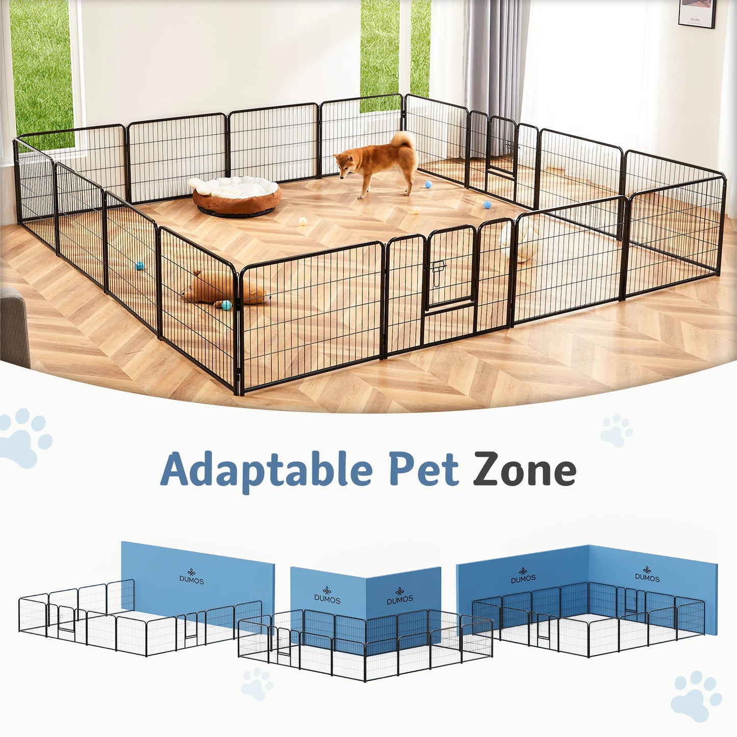 16 Panel Dog Playpen with Doors