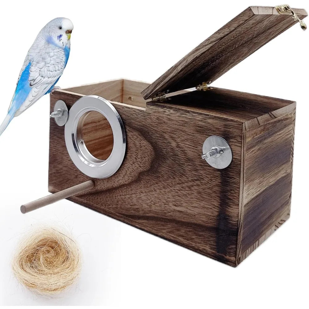 Wood Breeding Box with Coconut Fiber Bedding