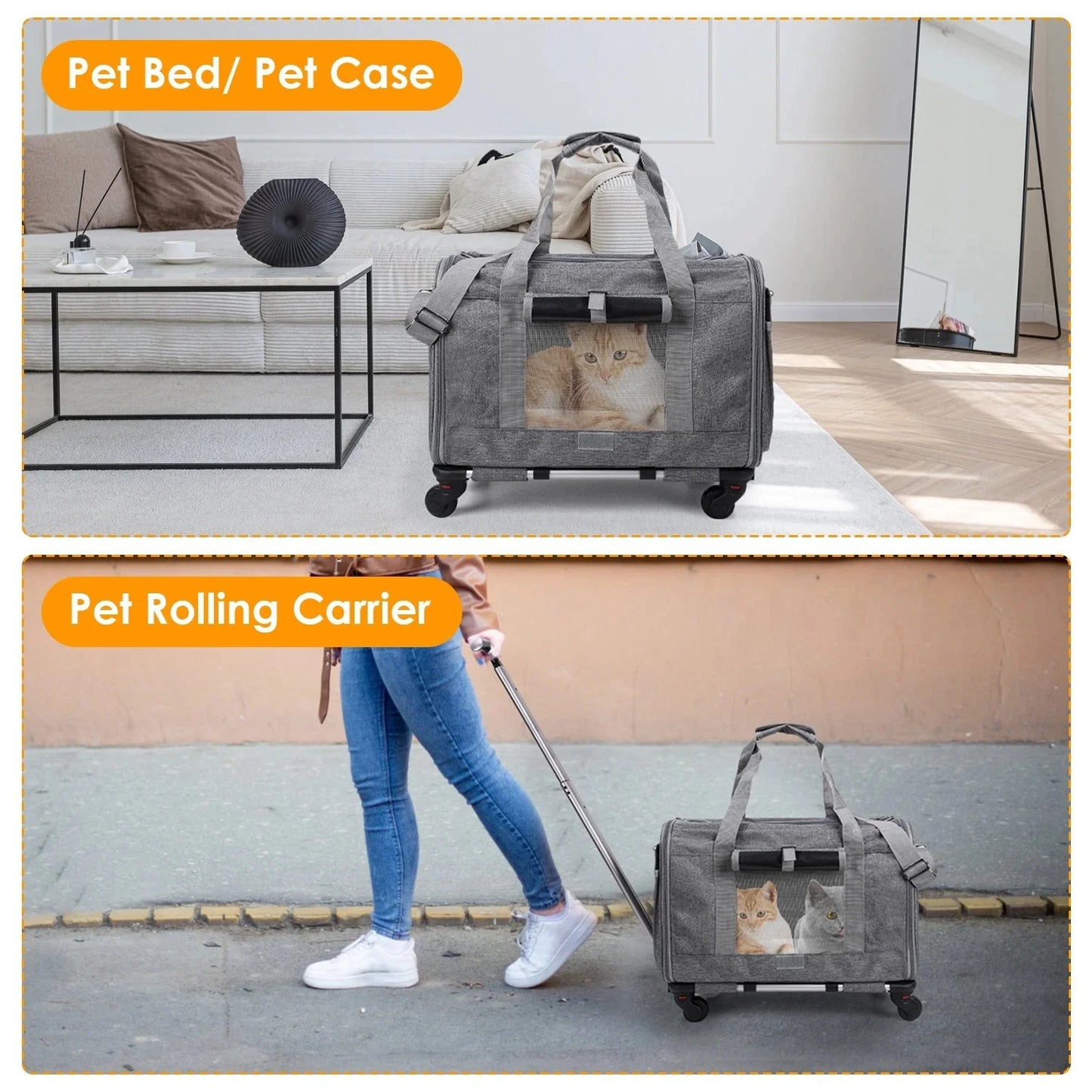 Pet Carrier with Wheels Airline Approved