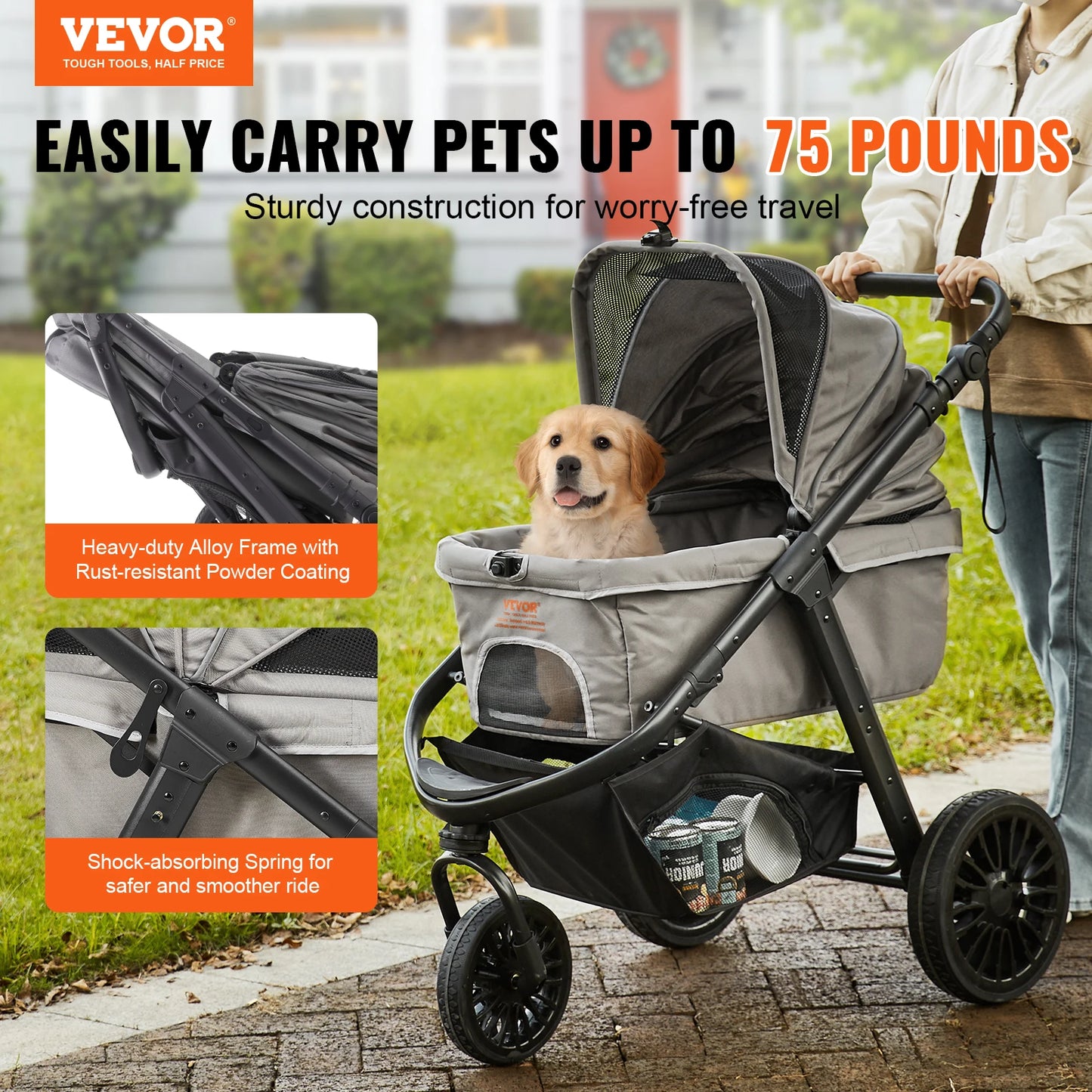 Pet Lightweight Stroller with Brakes