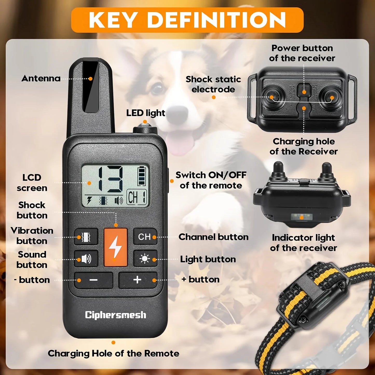 Anti Barking Shock Vibration Collar Waterproof