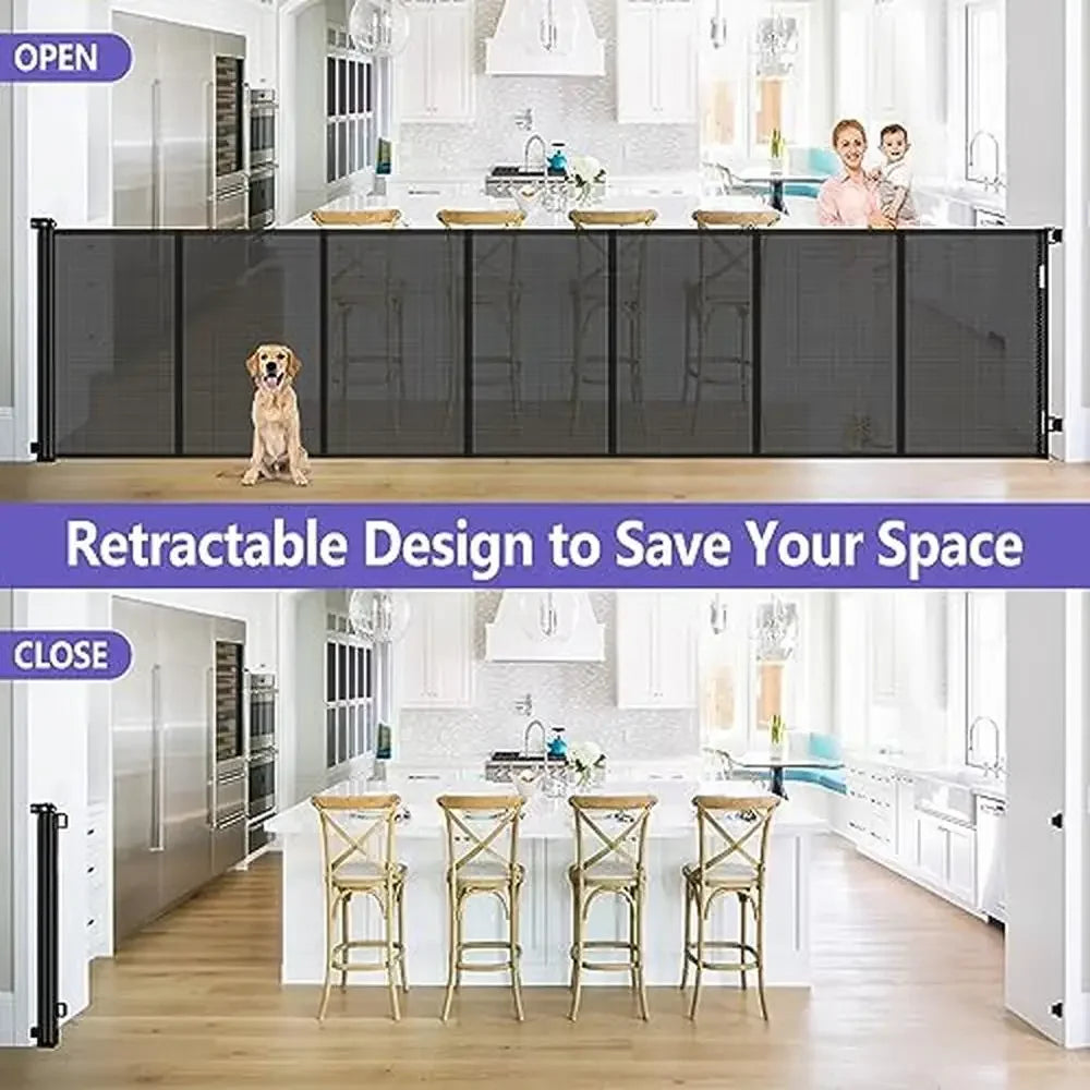 Tall Retractable Dog Gate 155" Extra Wide