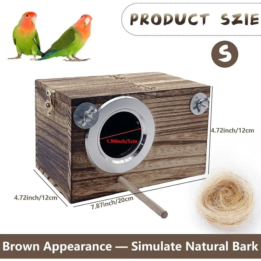 Wood Breeding Box with Coconut Fiber Bedding